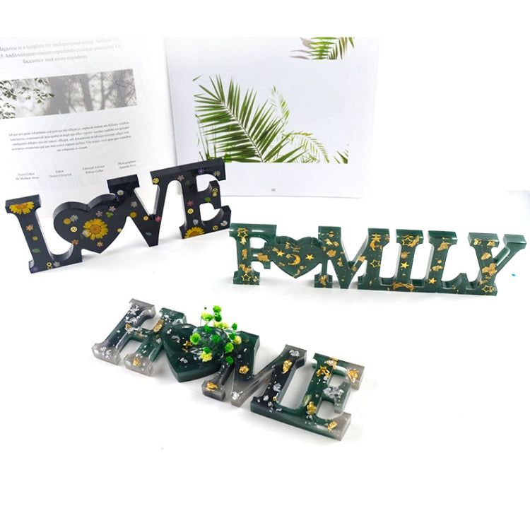 DIYクリスタルエポキシシリコンレターモールド アンチレター MD3300_LOVEモールド、アンチレター MD3301_HOMEモールド、アンチレター MD3302_Familyモールド、ポジティブレター MD3313_LOVEモールド、ポジティブレター MD3314_HOMEモールド、ポジティブレター MD3315_FAMILYモールド