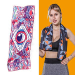 Gym Sports Cold Feeling Sweat-Absorbent Quick-Drying Cold Towel, Quick-Drying Towel, Size: 100 x 30cm(Music Festival), Quick-Drying Towel, Size: 100 x 30cm(Fire), Quick-Drying Towel, Size: 100 x 30cm(Geometric Triangle)