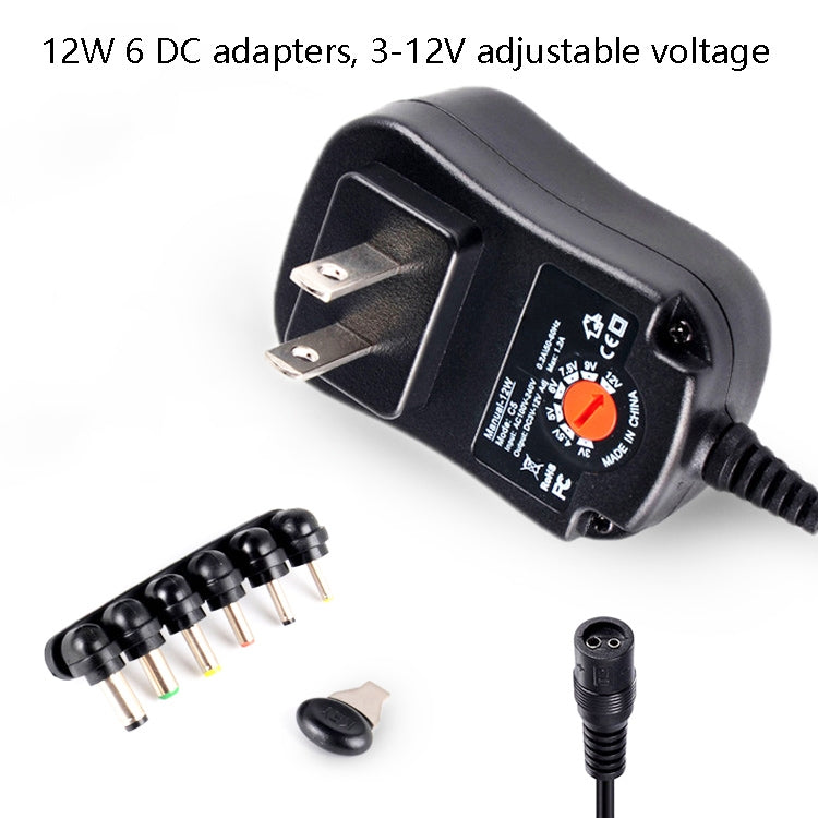 C5 3-12V 12W 可変電圧調整スイッチ電源アダプター 多機能充電器 DCチップ付き、米国プラグ、英国プラグ、EUプラグ
