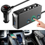 Car Cigarette Lighter Car Charger 3USB Port +1 QC3.0 + 3 Cigarette Lighter Ports + Back Clip Design + LED Display, HC67A