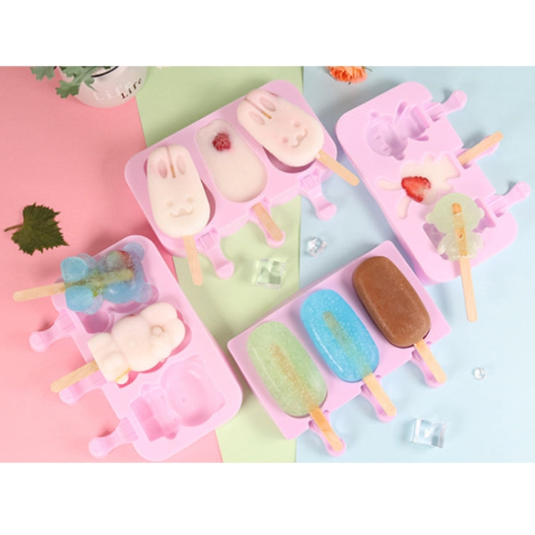 かわいいキャラクターシリコンアイスクリームポプシクルモールド 蓋＆スティック付き、ラブ