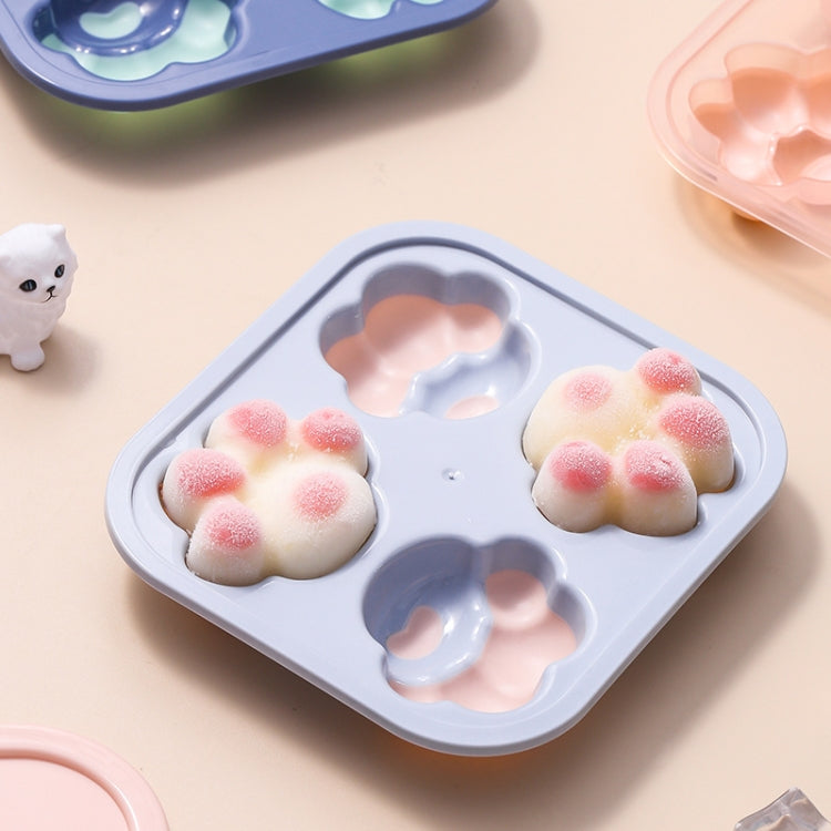 家庭用猫の足跡形クリエイティブシリコン製氷箱氷キューブ型アイスホッケーDIY食品補充箱蓋付き、猫の足跡形（ライラックパープル）、猫の足跡形（エビレッド）、猫の足跡形（ベジテーショングリーン）、猫の足跡形（ブルーグリーン）、猫の足跡形（ピンクパープル）