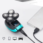 電気シェーバー 充電式カミソリ インテリジェントデジタルディスプレイ 薄毛用ヘアクリッパー, スタイル: ブルー, 鼻毛カッター付き, 鼻毛カッター＆洗顔ブラシ付き, ブルー＋フルセット