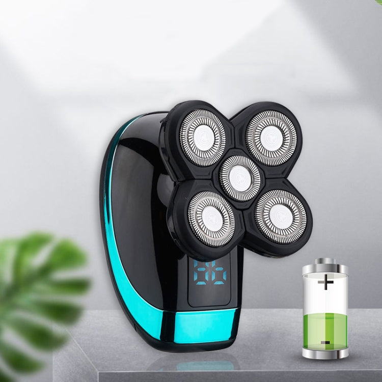電気シェーバー 充電式カミソリ インテリジェントデジタルディスプレイ 薄毛用ヘアクリッパー, スタイル: ブルー, 鼻毛カッター付き, 鼻毛カッター＆洗顔ブラシ付き, ブルー＋フルセット