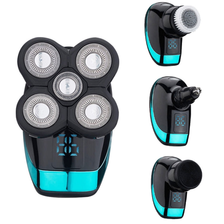 電気シェーバー 充電式カミソリ インテリジェントデジタルディスプレイ 薄毛用ヘアクリッパー, スタイル: ブルー, 鼻毛カッター付き, 鼻毛カッター＆洗顔ブラシ付き, ブルー＋フルセット