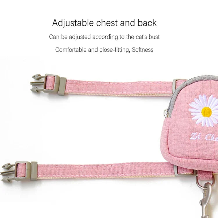 ZiChen 猫用トラクションロープ 小型ペット用刺繍バックパック、S、M、L
