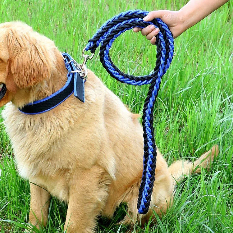 犬用リード 編み込みベルト ペット用耐爆リード、サイズ：、M、L、XL
