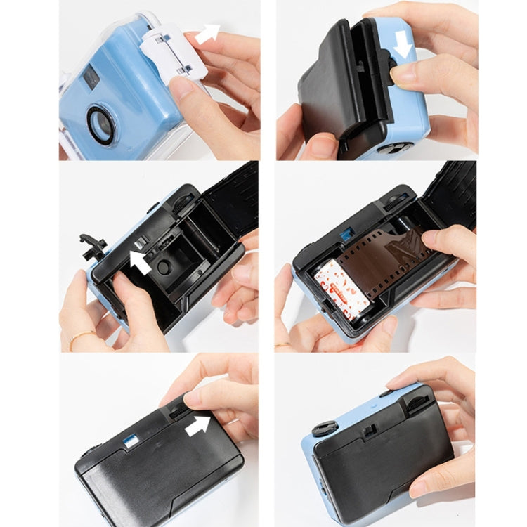 かわいいレトロフィルム防水衝撃吸収カメラ 使い捨てフィルム付き、オールホワイトシェル、ブラックホワイトシェル、イエローホワイトシェル、ライトピンクホワイトシェル、スカイブルーホワイトシェル