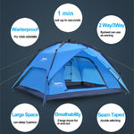 Desert&Fox Outdoor Travel Camp Tent Beach Automatic Easily Building Tent for 3-4 People, Army Green, Sky Blue, Fruit Green