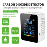 携帯用CO2 空気質 ホルムアルデヒド 二酸化炭素検出器 室内温度湿度計 LEDデジタル表示付き、5-in-1 半導体