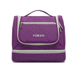 YOBAN Y-1551L トラベルコスメバッグ 大容量アウトドア収納バッグ フック付き携帯用 防カビドライ＆ウェット分離洗濯バッグ パープル、ブラック、グレー