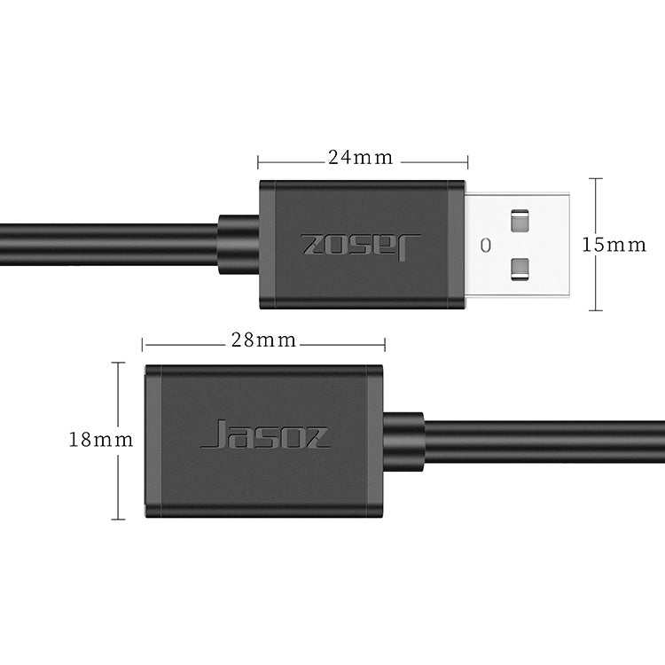 Jasoz USB オス to メス 無酸素銅芯延長データケーブル、色：ブラック0.5m、ブラック0.5m、ブラック1m、ブラック1.5m、ブラック2m、ブラック3m、ブラック5m、ダークブルー0.5m、ダークブルー1m、ダークブルー1.5m、ダークブルー2m、ダークブルー3m、ダークブルー5m、ブラック8m