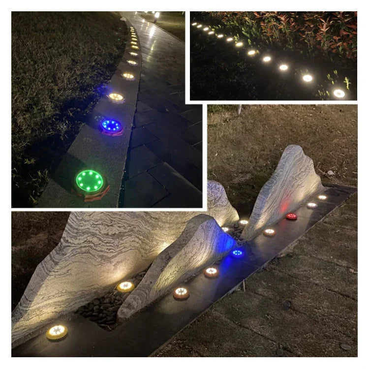 2個セット 8灯LED ソーラーペタル埋設ランプ 防水ガーデン芝生ライト、仕様：パープルリリー（ホワイトライト）、パープルリリー（ウォームライト）、パープルリリー（カラフルライト）、レッドローズ（ホワイトライト）、レッドローズ（ウォームライト）、レッドローズ（カラフルライト）