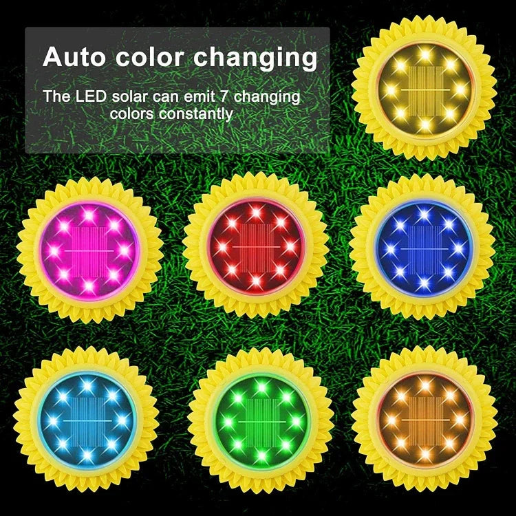 2個セット 8灯LED ソーラーペタル埋設ランプ 防水ガーデン芝生ライト、仕様：パープルリリー（ホワイトライト）、パープルリリー（ウォームライト）、パープルリリー（カラフルライト）、レッドローズ（ホワイトライト）、レッドローズ（ウォームライト）、レッドローズ（カラフルライト）