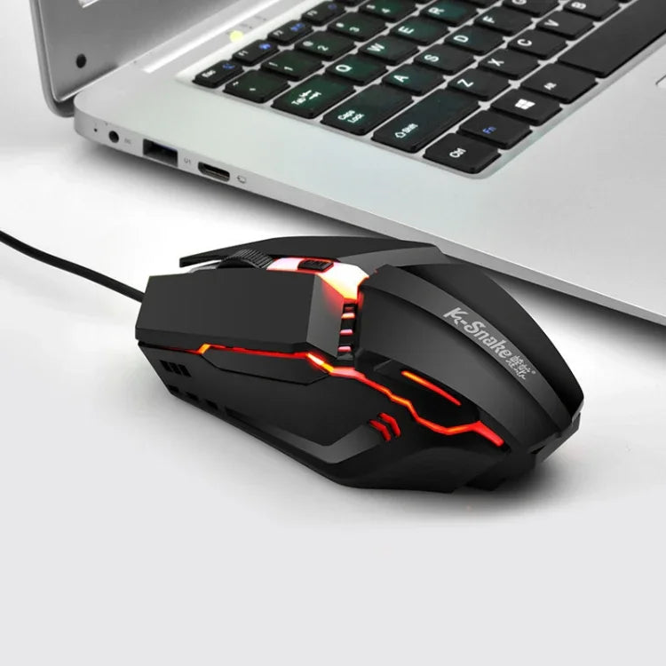 2個セット K-Snake M11 4キー 1600DPI 発光ゲーミング有線マウス ノートパソコン デスクトップ USB有線マウス、ケーブル長さ：1.5m