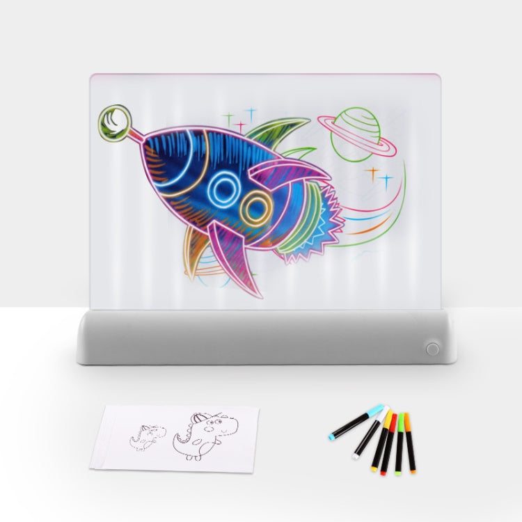 3D ペインティング 蛍光プレート LED 発光パズル 子供用グラフィティパネル 手書きメッセージボード、グレー、ホワイト、ブルー、グリーン、ピンク