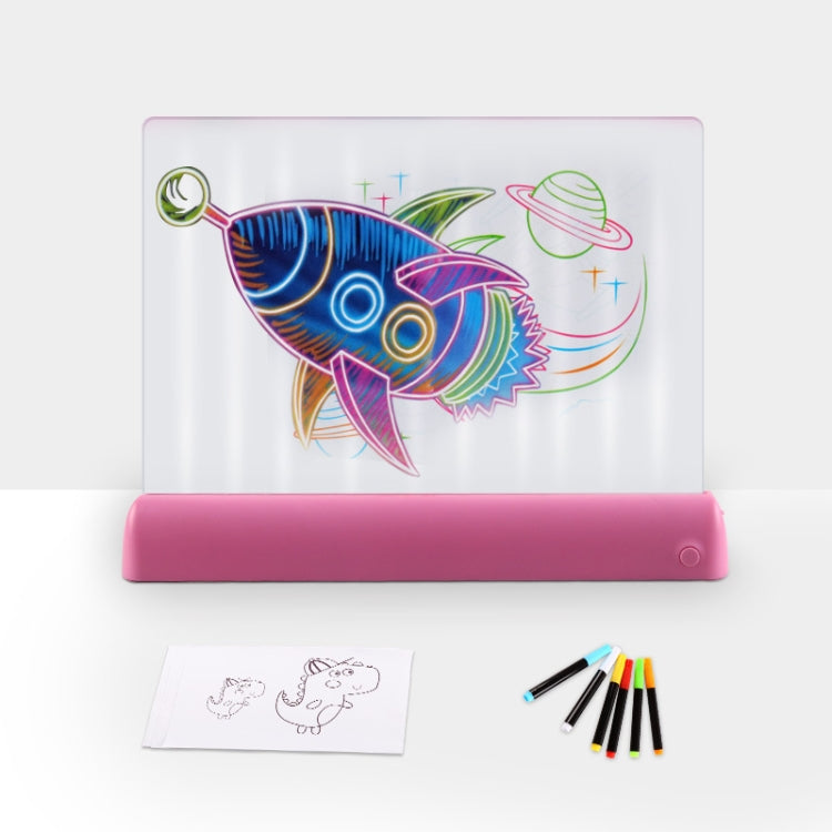 3D ペインティング 蛍光プレート LED 発光パズル 子供用グラフィティパネル 手書きメッセージボード、グレー、ホワイト、ブルー、グリーン、ピンク