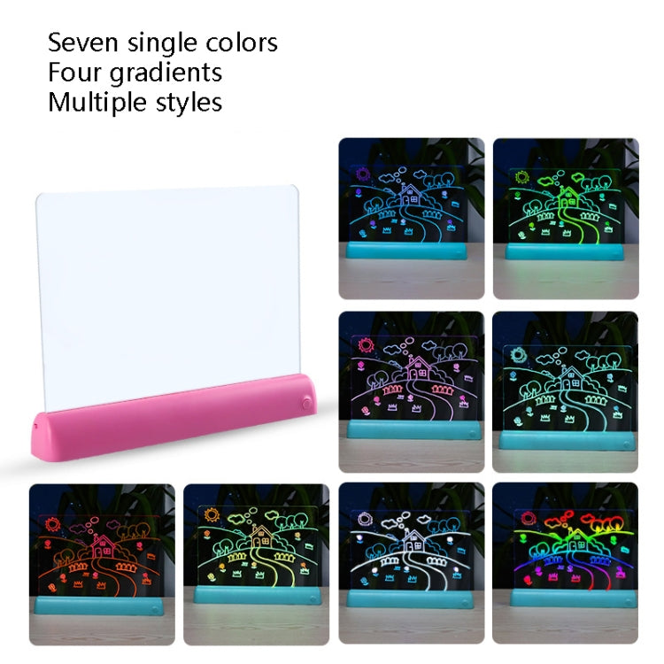 3D ペインティング 蛍光プレート LED 発光パズル 子供用グラフィティパネル 手書きメッセージボード、グレー、ホワイト、ブルー、グリーン、ピンク