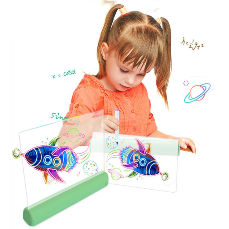 3D ペインティング 蛍光プレート LED 発光パズル 子供用グラフィティパネル 手書きメッセージボード、グレー、ホワイト、ブルー、グリーン、ピンク