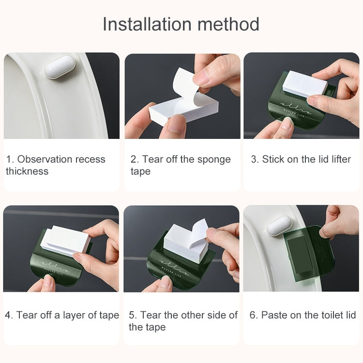 FY-J109 トイレカバー取っ手 家庭用汚れ防止トイレリフト蓋ツール、赤ワイン、透明、ダークグリーン