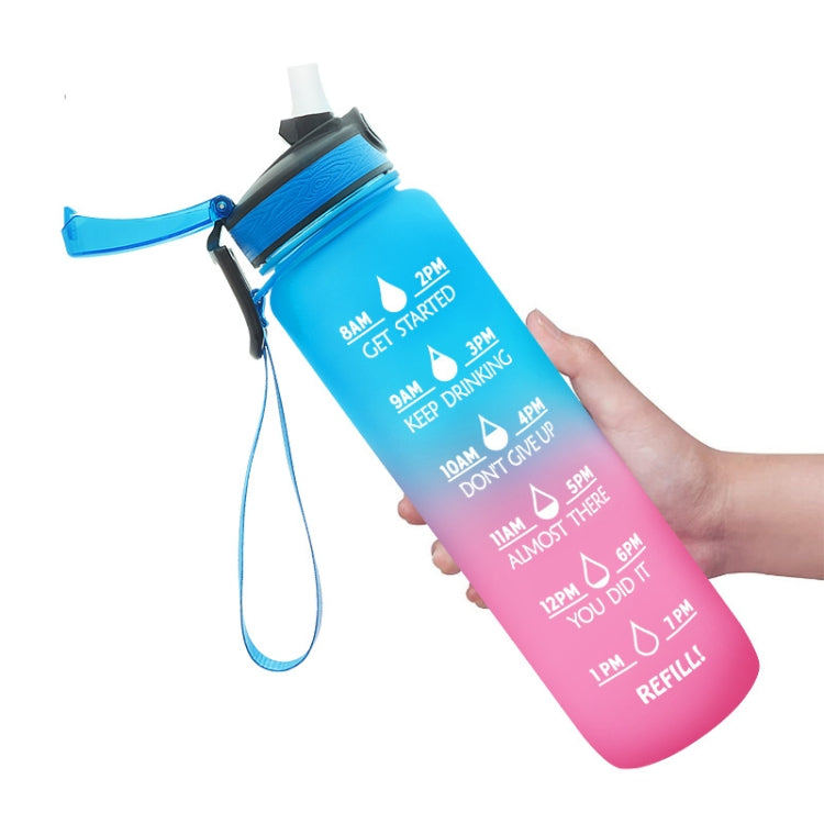1L トライタン プラスチック グラデーションカップ 屋外大容量スポーツケトル、ブルーピンク、イエローブルーパープル、パープルオレンジ