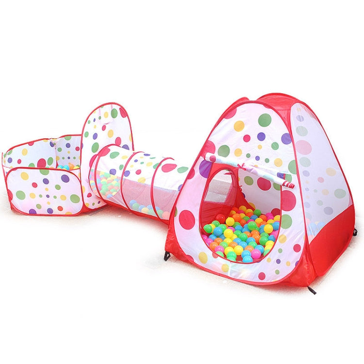3-in-1 子供用テント プレイハウス トンネル 折りたたみ式 シューティング オーシャンボールプールトイ、レッド