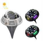 屋外ソーラー地下灯 回転埋設芝生灯、仕様：、12LED 白+青光（アルミシェル）、12LED 暖色+青光（アルミシェル）、12LED 白+カラフル光（アルミシェル）、12LED 暖色+カラフル光（アルミシェル）