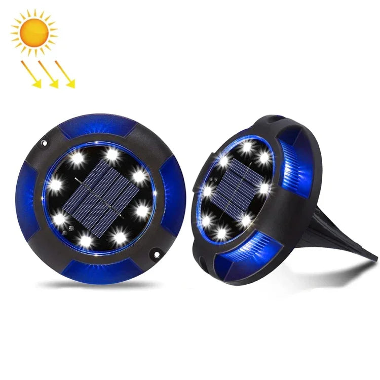 屋外ソーラー地下灯 回転埋設芝生灯、仕様：、12LED 白+青光（アルミシェル）、12LED 暖色+青光（アルミシェル）、12LED 白+カラフル光（アルミシェル）、12LED 暖色+カラフル光（アルミシェル）