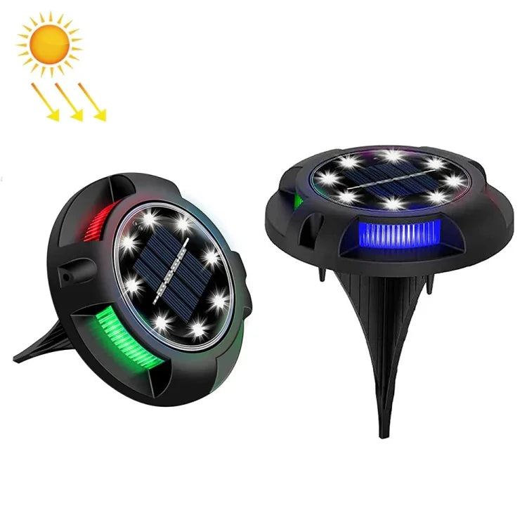屋外ソーラー地下灯 回転埋設芝生灯、仕様：、12LED 白+青光（アルミシェル）、12LED 暖色+青光（アルミシェル）、12LED 白+カラフル光（アルミシェル）、12LED 暖色+カラフル光（アルミシェル）
