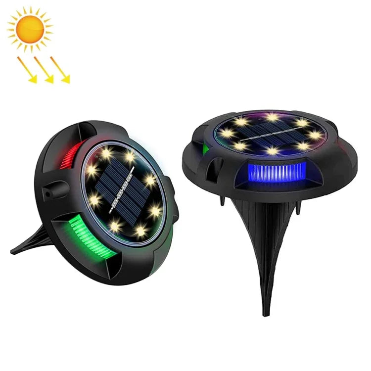 屋外ソーラー地下灯 回転埋設芝生灯、仕様：、12LED 白+青光（アルミシェル）、12LED 暖色+青光（アルミシェル）、12LED 白+カラフル光（アルミシェル）、12LED 暖色+カラフル光（アルミシェル）