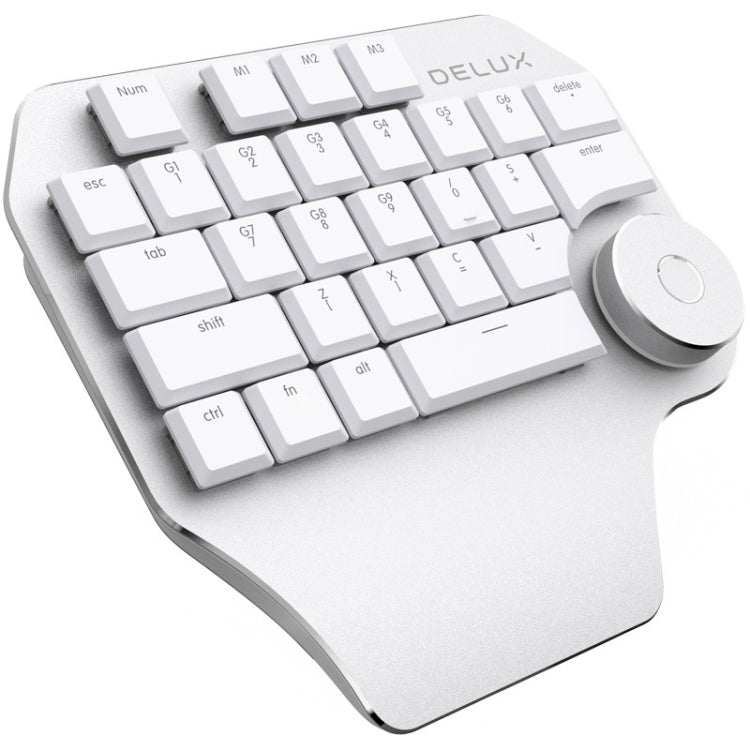 DELUX T11 29キー 片手用キーボード ショートカットキー 音声ツール フラットキーボード, カラー: シルバー, シルバー