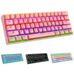LEAVEN K28 61キー ゲーミング オフィス用コンピュータ RGB ワイヤレス Bluetooth + 有線 デュアルモード メカニカルキーボード, ケーブル長:1.5m, グリーン軸（ホワイト）, グリーン軸（ブルー）, グリーン軸（ピンク）, レッド軸（ホワイト）, レッド軸（ブルー）, レッド軸（ピンク）, ティー軸（ホワイト）