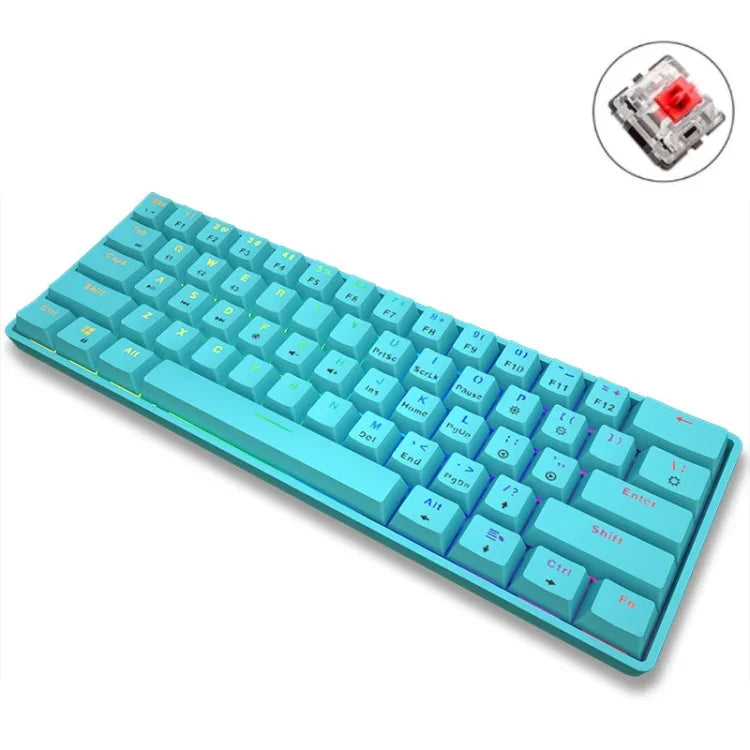 LEAVEN K28 61キー ゲーミング オフィス用コンピュータ RGB ワイヤレス Bluetooth + 有線 デュアルモード メカニカルキーボード, ケーブル長:1.5m, グリーン軸（ホワイト）, グリーン軸（ブルー）, グリーン軸（ピンク）, レッド軸（ホワイト）, レッド軸（ブルー）, レッド軸（ピンク）, ティー軸（ホワイト）
