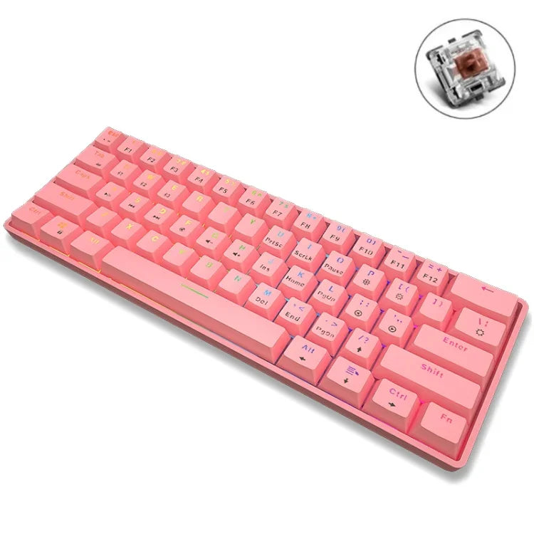 LEAVEN K28 61キー ゲーミング オフィス用コンピュータ RGB ワイヤレス Bluetooth + 有線 デュアルモード メカニカルキーボード, ケーブル長:1.5m, グリーン軸（ホワイト）, グリーン軸（ブルー）, グリーン軸（ピンク）, レッド軸（ホワイト）, レッド軸（ブルー）, レッド軸（ピンク）, ティー軸（ホワイト）
