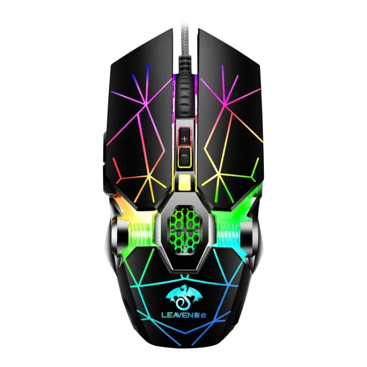 LEAVEN 7キー 4000DPI USB 有線 コンピュータ オフィス用 発光 RGB メカニカルゲーミングマウス, ケーブル長:1.5m, S30 ブラック, S30 ホワイト, S30 ピンク, S10 ブラック