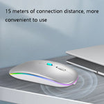 Y20 4 Keys Colorful Glow Charging Mute Mouse Notebook Game Wireless Mouse, 2.4G + Bluetooth (Silver)