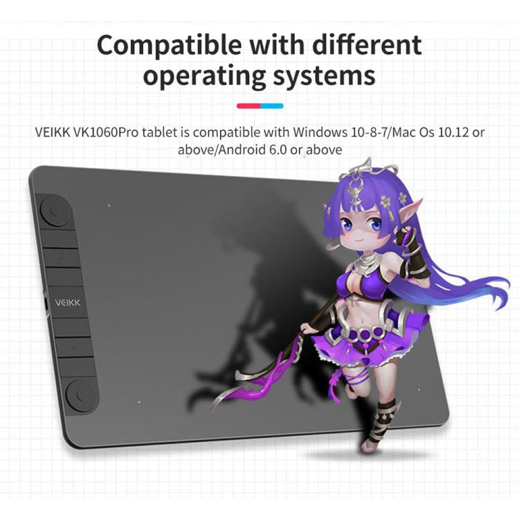VEIKK VK1060PRO デジタルタブレット 手描きボード 電子ドローイングボード スマホ接続可能、VK1060PRO