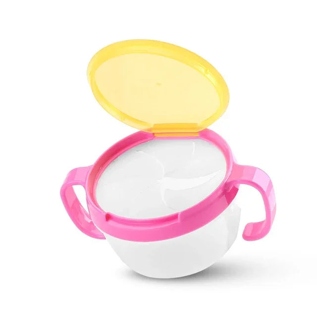 ベビースナックボウル 子供用食品保存皿 こぼれ防止 360度回転 ベビー用固形食給餌プレート 食器 ベビー用給餌用品