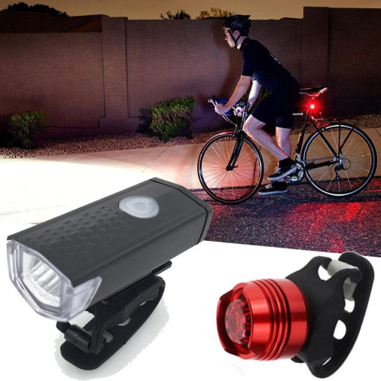 自転車用ハイライト USB充電式ランプ 防水自転車ヘッドライト テールライトセット、ヘッドライト＋テールライト（ブラック）