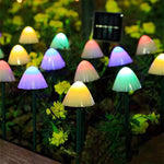 ソーラーキノコ芝生ライト 屋外防水ガーデンヴィラ風景装飾用ストリングライト、3.8m 10 LED、5m 20 LED、6.5m 30 LED