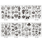 10枚セット ダーク蛍光色変化動物発光花柄アーム防水大人用タトゥーステッカー, BY-001, BY-002, BY-003, BY-004, BY-005, BY-006, BY-007, BY-008