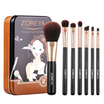 ZOREYA ZS744 7-in-1 メイクブラシセット ビューティーツールブラシ、ピンク＋バッグ、ブラック＋バッグ、ピンク＋アイアンボックス、ブラック＋アイアンボックス