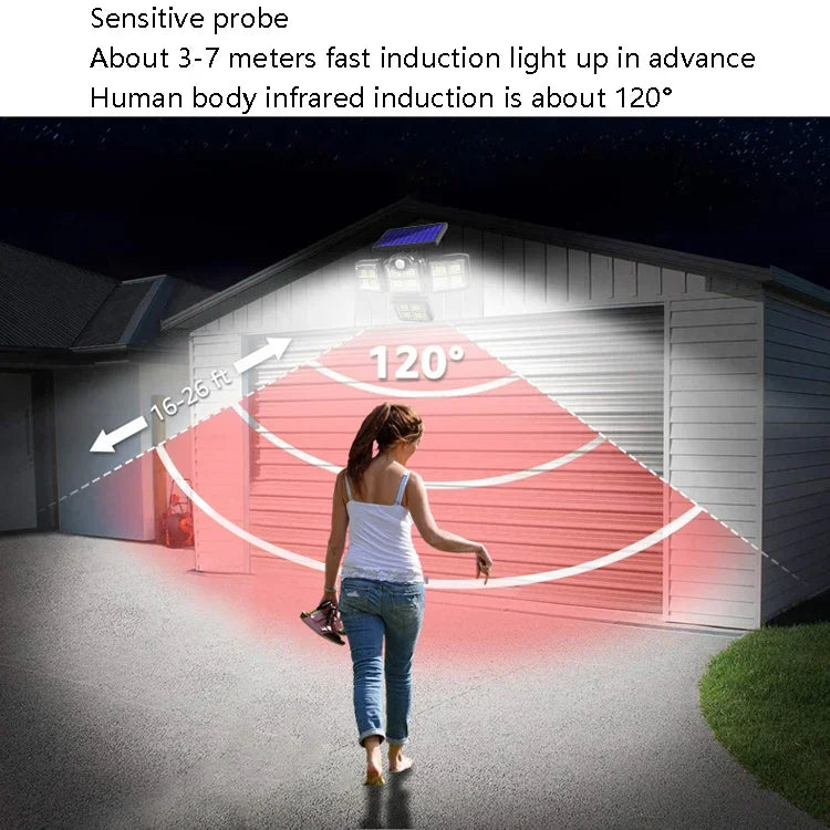 TG-TY085 Solar 4-Head Rotatable Wall Light with Remote Control Body Sensing Outdoor Waterproof Garden Lamp, Style:, 192 LED Integrated, 198 LED Integrated, 192 COB Integrated, 198 COB Integrated, 192 LED Separated, 198 LED Separated, 192 COB Separated