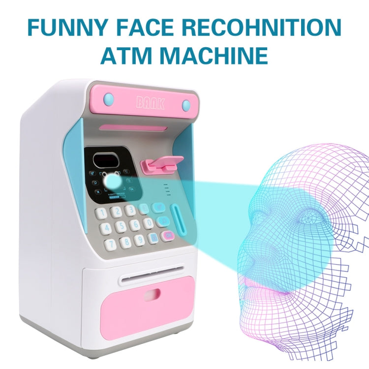 8010 模擬顔認識ATM機貯金箱 パスワード自動巻き取りマネーセーフ貯金箱、スタイル：、ピンク、ブルー、充電式バージョンピンク、充電式バージョンブルー