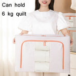 ファブリック スチールフレーム キルト 衣類収納ボックス 綿麻収納バッグ 窓付き、22L 39x29x20cm、100L 60x42x40cm、66L 50x40x33cm、24L 40x30x20cm