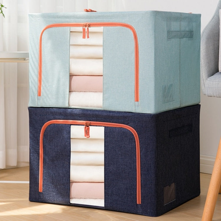 ファブリック スチールフレーム キルト 衣類収納ボックス 綿麻収納バッグ 窓付き、22L 39x29x20cm、100L 60x42x40cm、66L 50x40x33cm、24L 40x30x20cm
