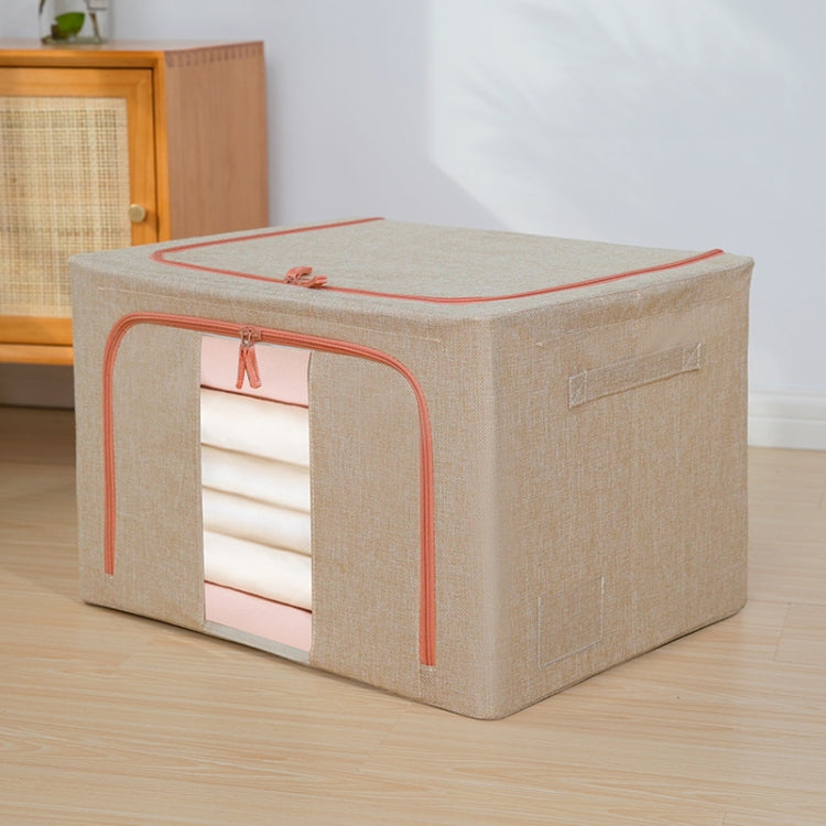 ファブリック スチールフレーム キルト 衣類収納ボックス 綿麻収納バッグ 窓付き、22L 39x29x20cm、100L 60x42x40cm、66L 50x40x33cm、24L 40x30x20cm