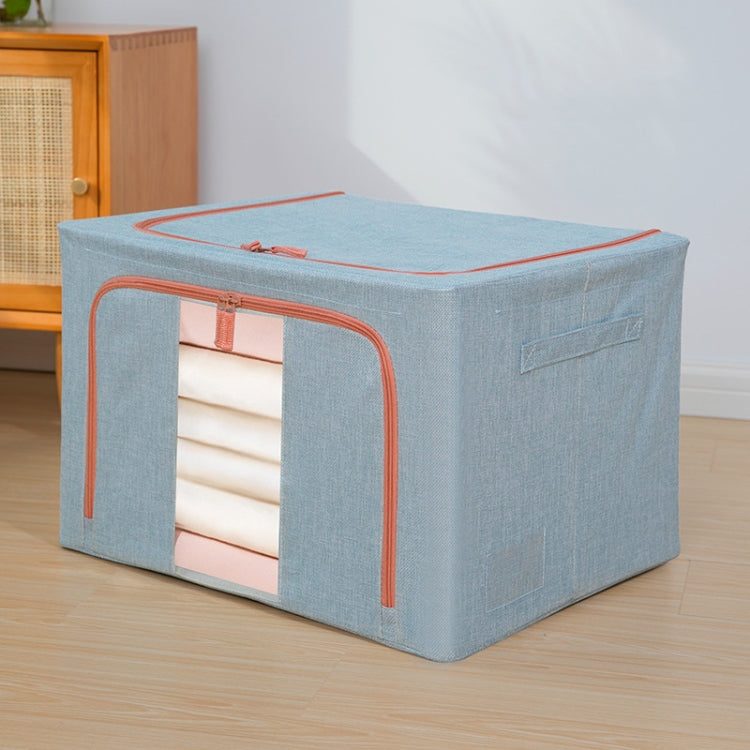 ファブリック スチールフレーム キルト 衣類収納ボックス 綿麻収納バッグ 窓付き、22L 39x29x20cm、100L 60x42x40cm、66L 50x40x33cm、24L 40x30x20cm