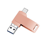USB 3.0＋8ピン＋USB-C / タイプC 3-in-1 携帯電話・パソコン用金属回転式Uディスク, 32GB, 16GB, 64GB