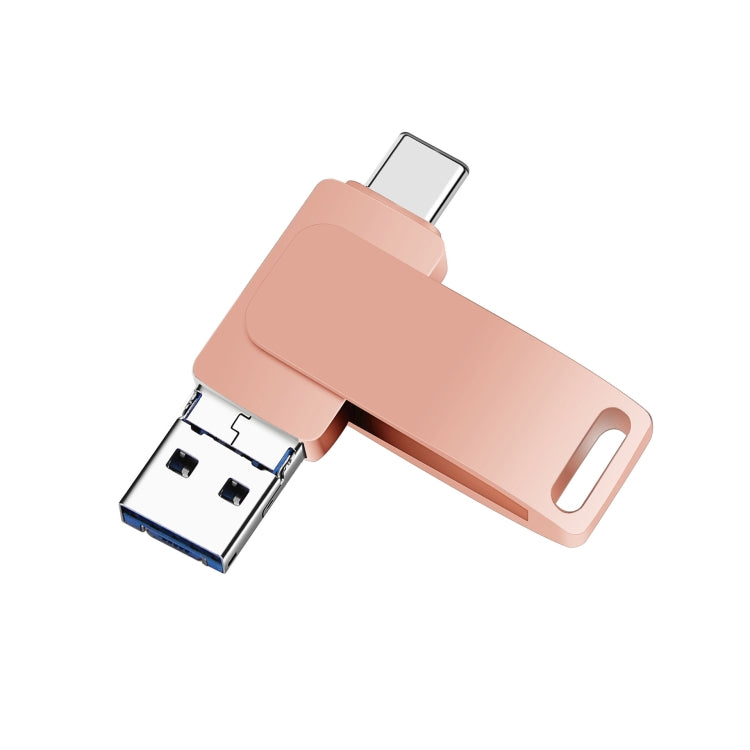 USB 3.0＋8ピン＋USB-C / タイプC 3-in-1 携帯電話・パソコン用金属回転式Uディスク, 32GB, 16GB, 64GB